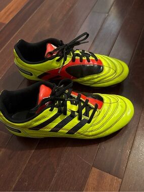 adidas Kids Neon Yellow & Red Soccer Sneakers